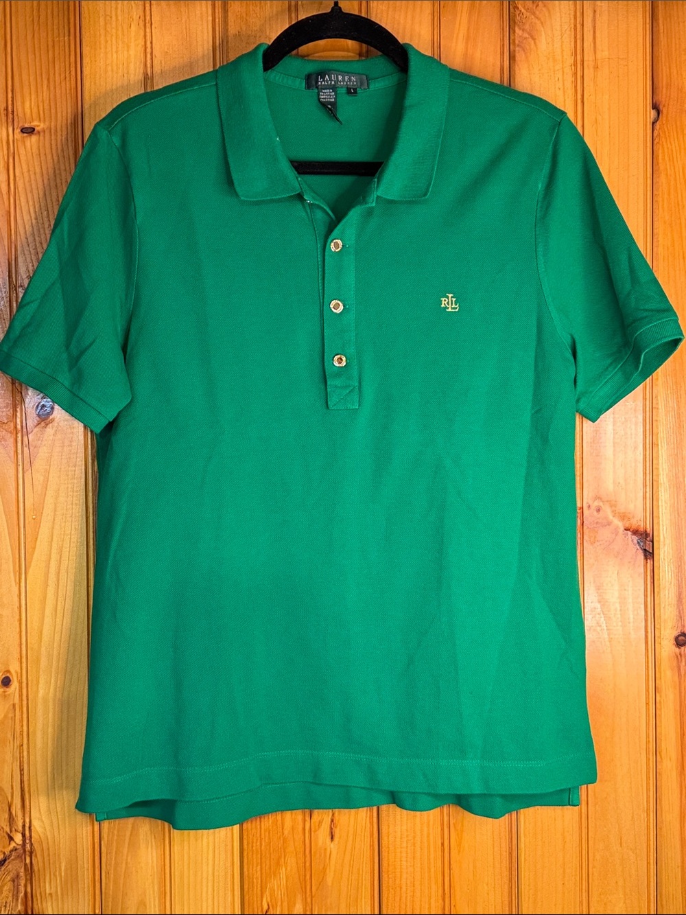 Ralph Lauren Emerald Green Polo Shirt with Embroidered RLL Logo
